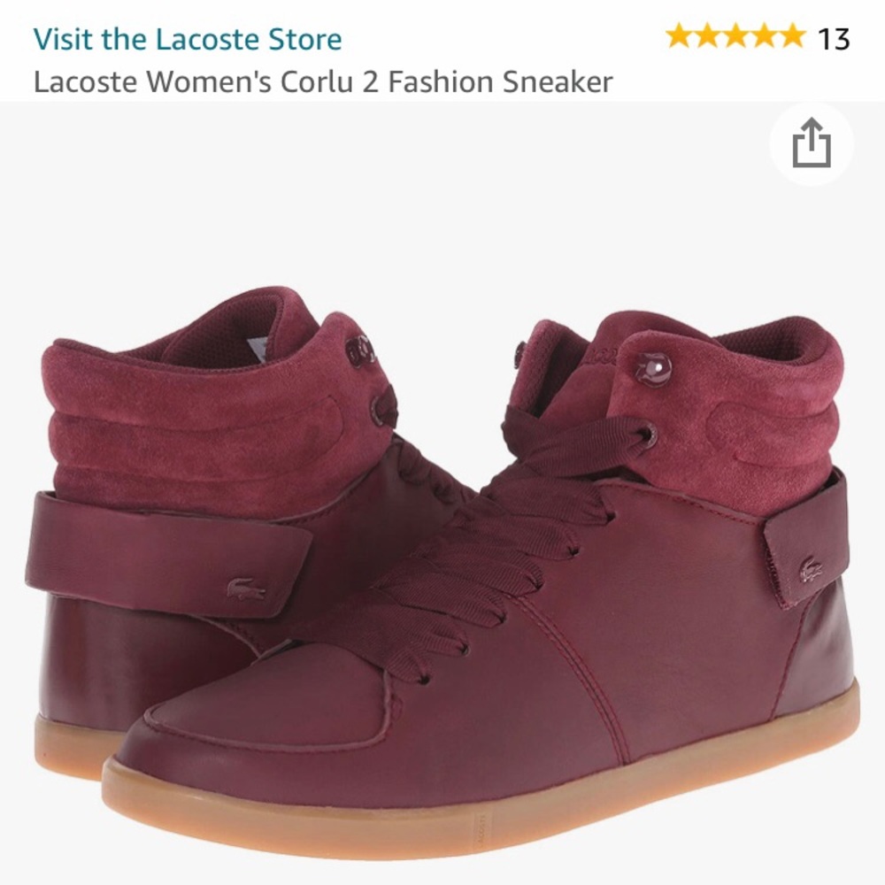 Lacoste burgundy leather sneakers women size 7